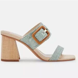 NEW Dolce Vita Women's Posy Heeled Sandal in Mint Raffia